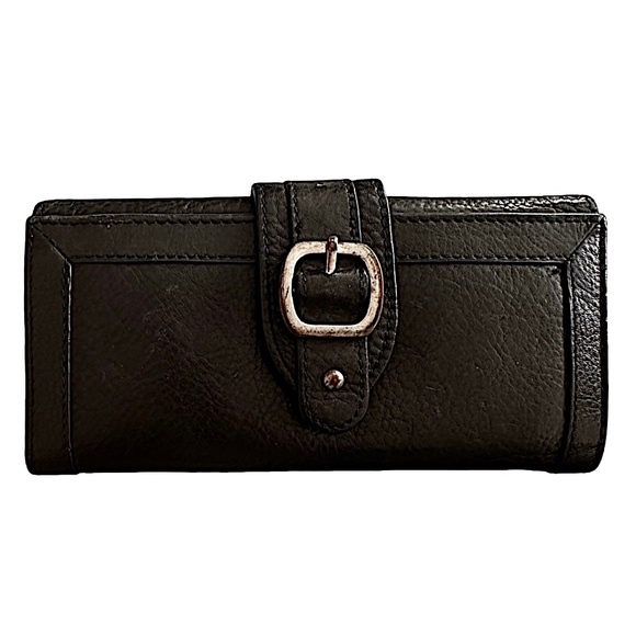 BANANA REPUBLIC Women’s Black Pebbled Leather Trifold Wallet - Picture 1 of 9